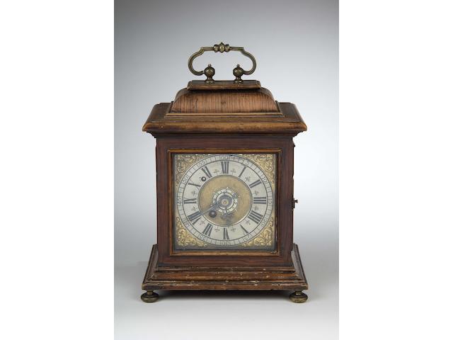 A mid 18th century olive-wood and walnut bracket clock Unsigned