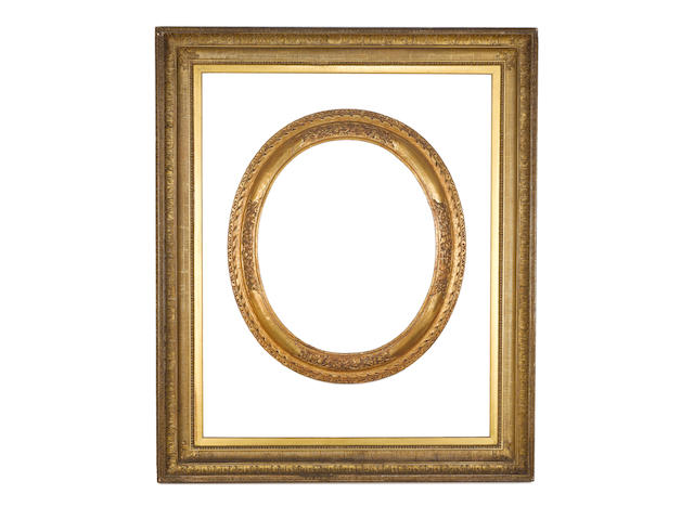A large French 19th Century gilded composition Empire frame