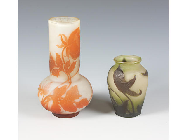 Two Emile Gall&#233; cameo glass vases Circa 1900