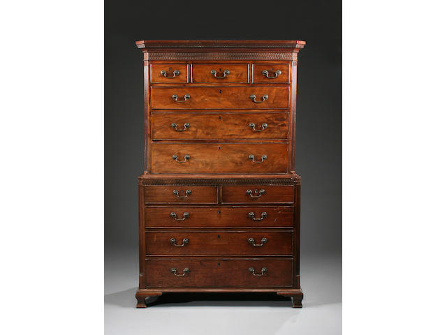An associated George III mahogany chest on chest