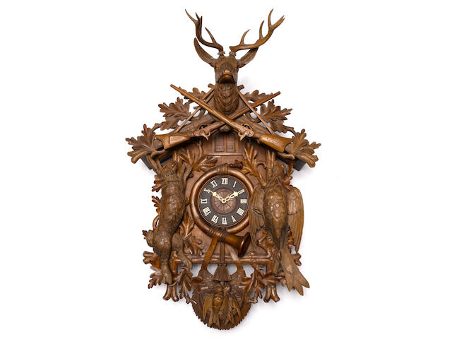 A late 19th century Black Forest quarter striking Cuckoo and musical wall clock Unsigned