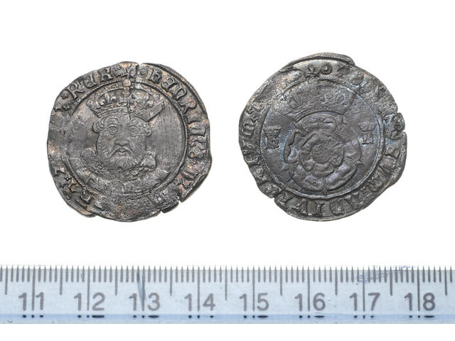Henry VIII, third coinage (1544-47), Testoon, 7.3g, Tower, bust 3 crown bearded bust facing,