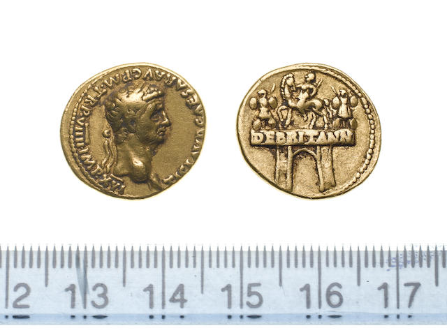 Claudius, AD 41-54, Gold Aureus, AD 49-50, laureate head of Claudius right, TICLAUD CAESAR AUG P.M.TRP.VIIII.IMPXVI,