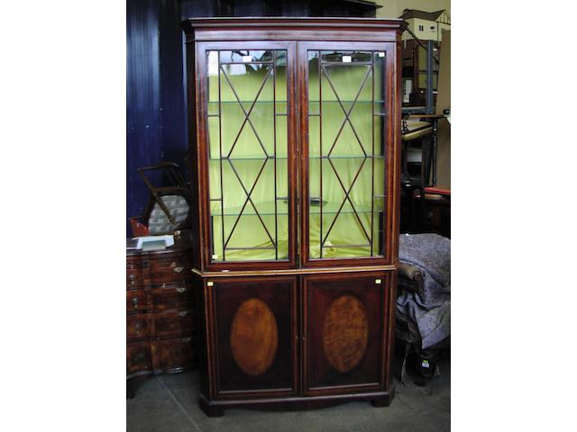 A 19th Century and later mahogany glazed corner cabinet,
