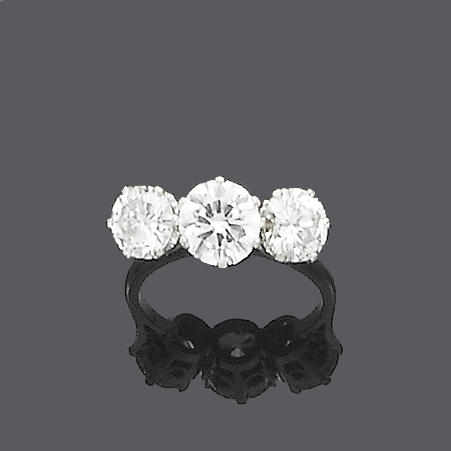 A diamond three-stone ring