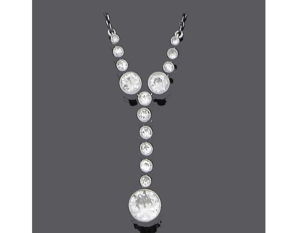 A belle &#233;poque diamond pendant necklace,