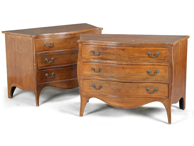 A pair of late Victorian harewood and floral marquetry commodes circa 1890