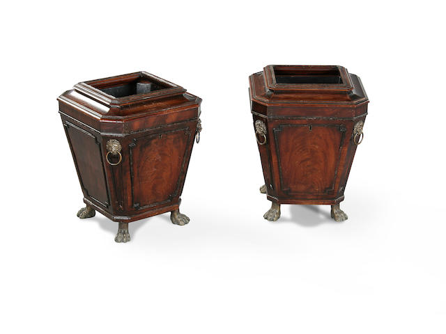 A pair of Regency mahogany cellarettes circa 1820