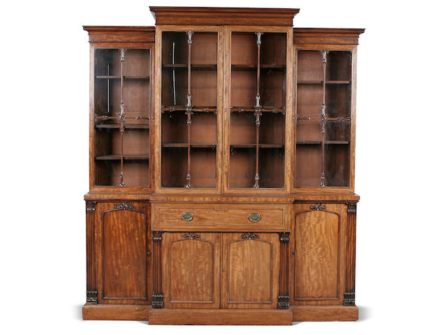 A William IV mahogany breakfront library secretaire bookcase circa 1835