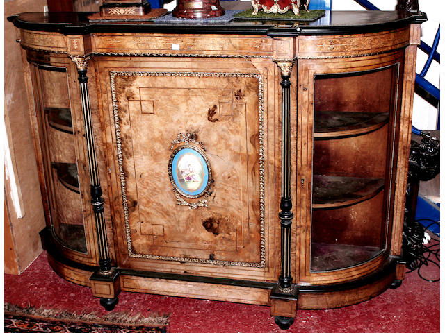 A Victorian inlaid and gilt metal mounted 'D' shaped credenza