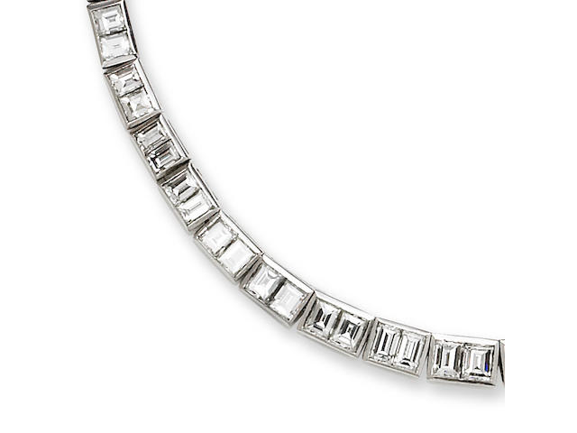 An art deco diamond collar necklace,