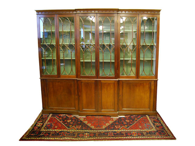 A mahogany breakfront bookcase, mid-20th Century