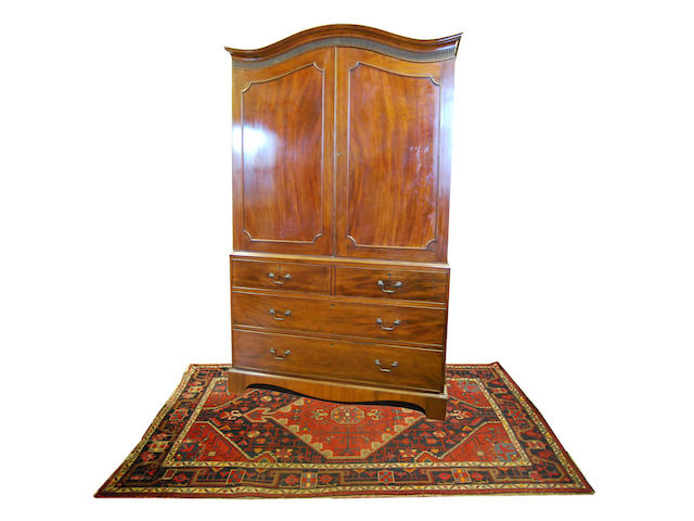 A George III and later mahogany linen press