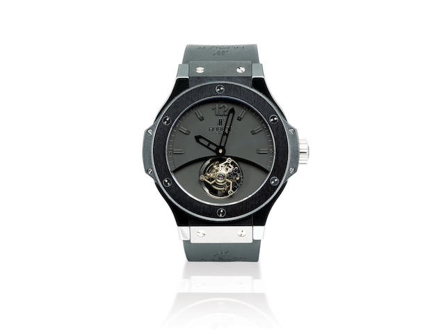 Hublot. A very fine and rare ceramic manual wind limited edition wristwatch with tourbillonTourbillon Solo Bang Black Ceramic, Ref: 305, Case no. 44/50, Circa 2007