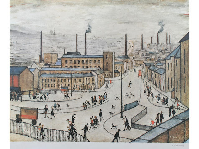 Laurence Stephen Lowry R.A. (British, 1887-1976) "Huddersfield" limited edition colour print, signed in pencil, with blindstamp, from the edition of 850,