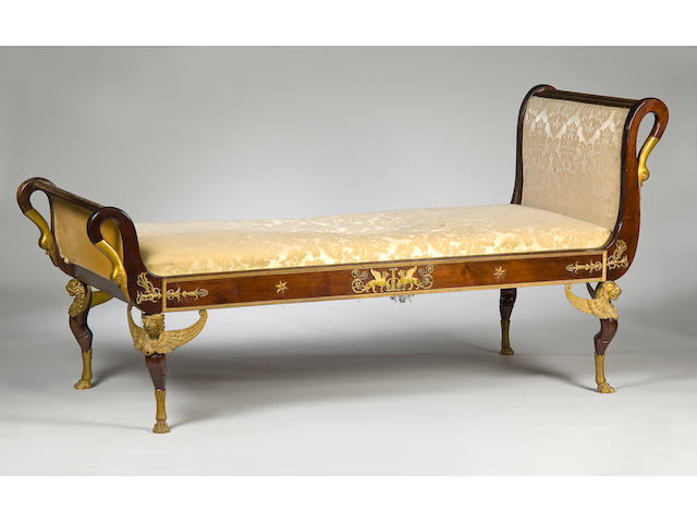 A 19th Century French Empire mahogany and gilt metal mounted day bed