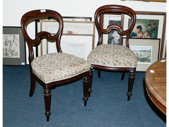 A set of six mid 19th century mahogany balloon back dining chairs stamped to underside ST, CP