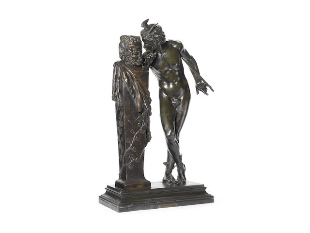 Hippolyte Alexandre Julien Moulin (French, 1832-1884): A patinated bronze model of 'Un Secret d'en Haut'