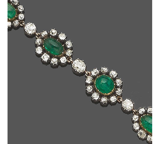 A 19th century emerald and diamond bracelet