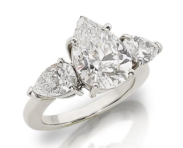 A diamond three-stone ring