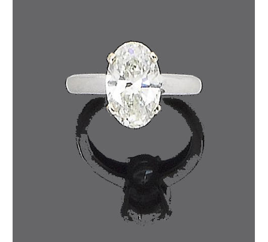 A laser drilled diamond single-stone ring