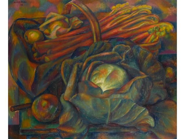 Mark Gertler (British, 1891-1939) Cabbage and Rhubarb (Savoy Green) 63.5 x 76.2 cm. (25 x 30 in.)