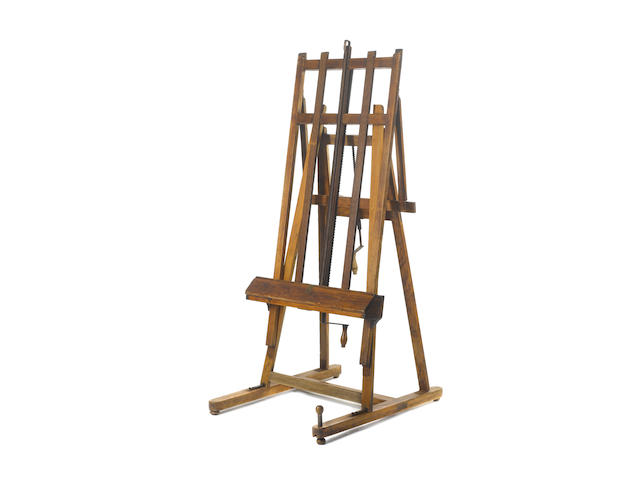 A late 19th Century oak H-frame folding easel, by G.Gent of Bayswater
