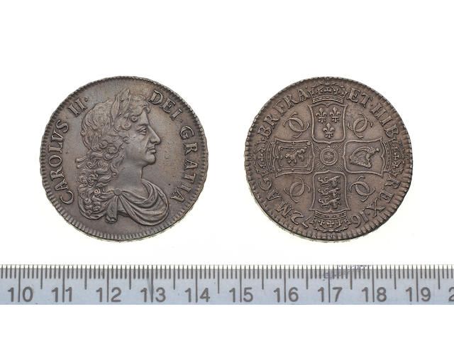 Charles II, Crown, 1672, third draped bust right,