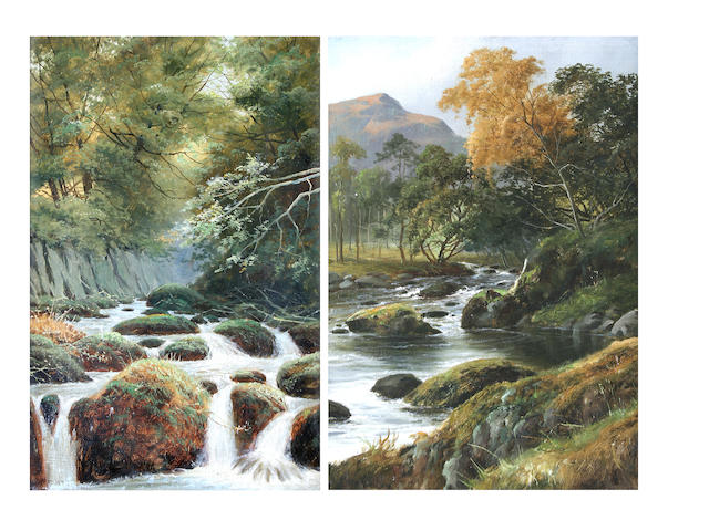 William Henry Mander (British, 1850-1922) A river landscape, together with another similar, a pair,
