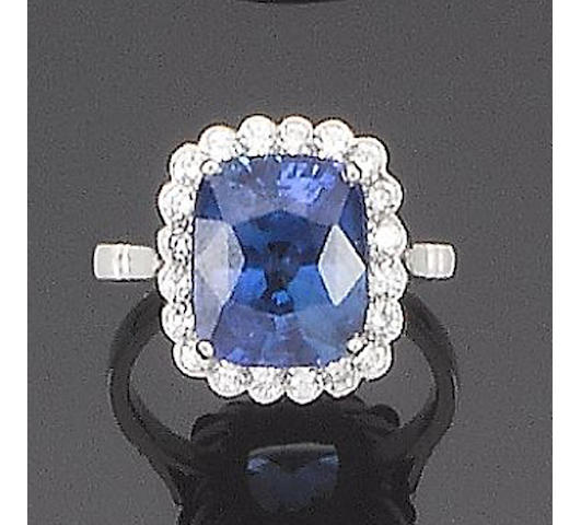 A sapphire and diamond ring