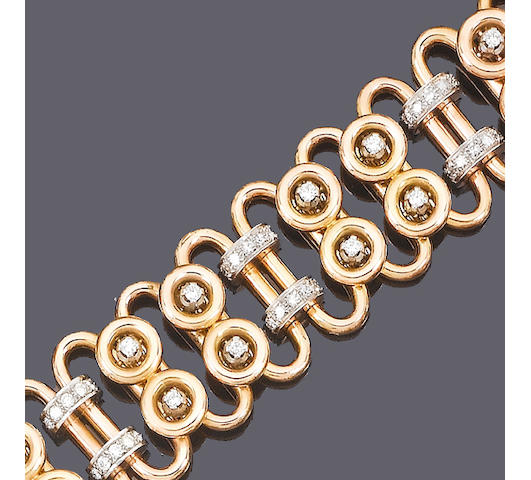 A diamond-set fancy-link bracelet