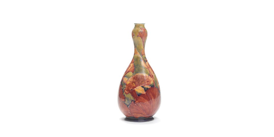 William Moorcroft 'Carp' a superb un-recorded double-gourd flamb&#233; Vase, 1914