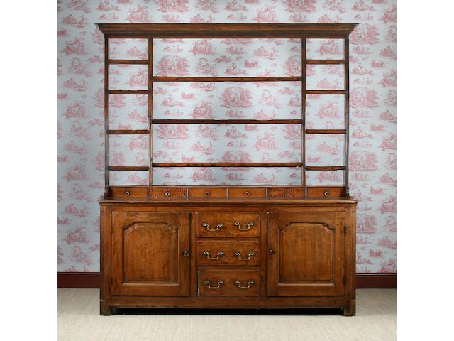 A late 18th Centutry oak high dresser