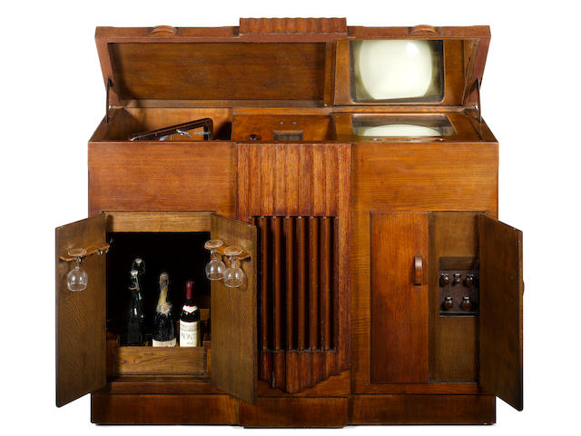 A very important Baird mirror-lid television, wireless, record-player and cellarette grand cabinet console, type T14, 1937,