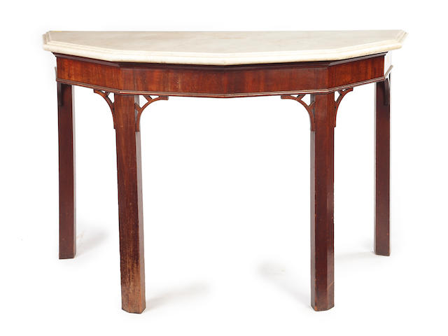 A George III mahogany and marble topped hall table