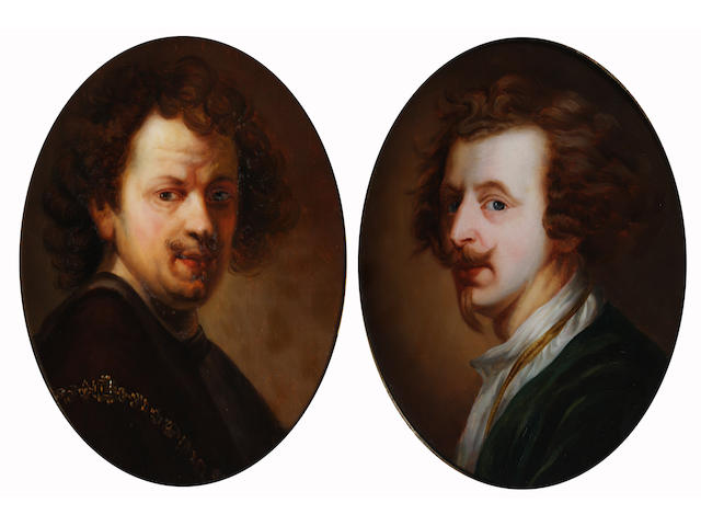 After Sir Anthony van Dyck 39.5 x 31cm (oval) and another self portrait after Rembrandt. (2)