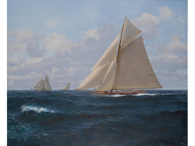 Mao Wen Biao (Chinese, born 1950) Racing yachts 111 x 137cm.