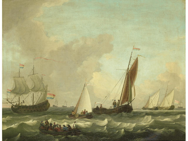Circle of Adam Silo (Amsterdam 1674-1757) Dutch shipping in choppy seas