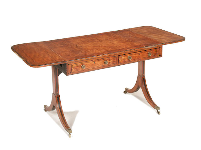 A George III satinwood and calamander crossbanded sofa table