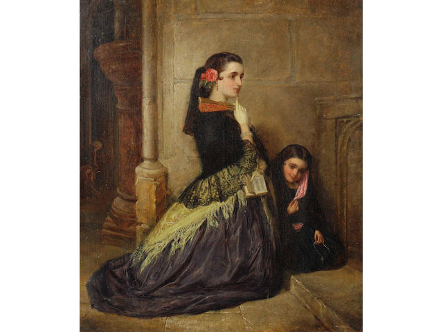 John Phillip (British, 1817-1867) Spanish girls at prayer