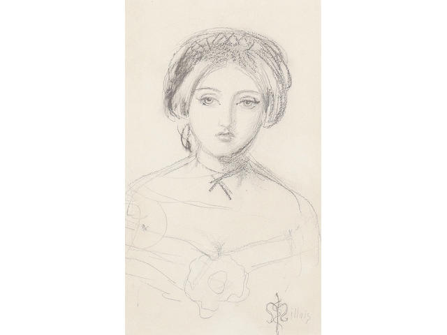 Sir John Everett Millais (British, 1829-1896) An English beauty in the manner of John Leech