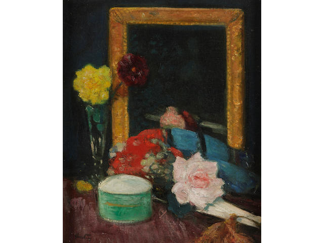 George Leslie Hunter (British, 1877-1931) Still life with pink rose