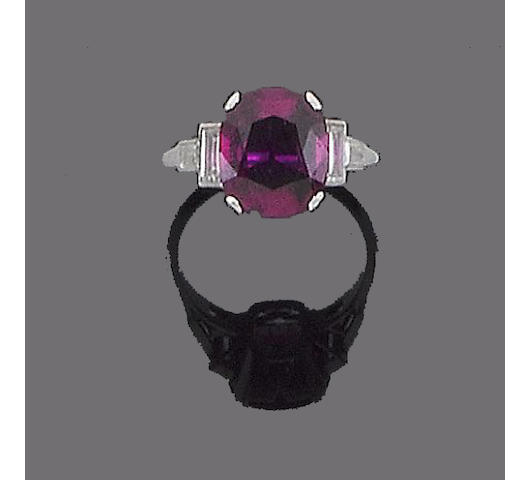 A ruby and diamond ring