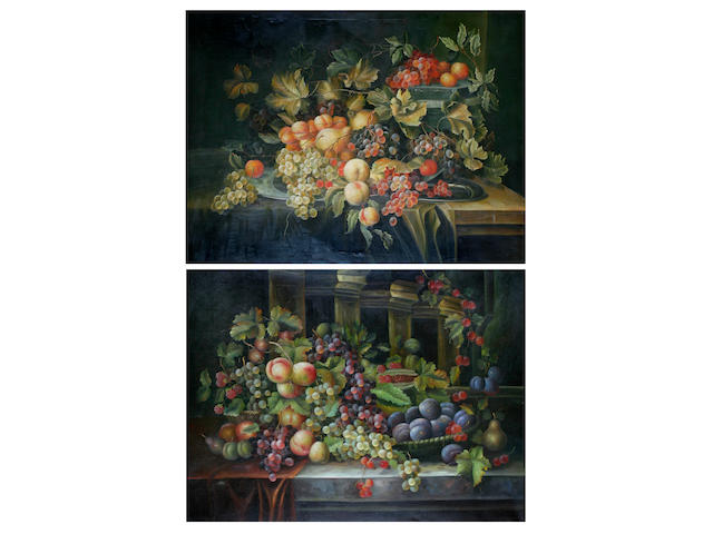 Continental School (later 20th century) Still life with fruit, and another similar, a pair,