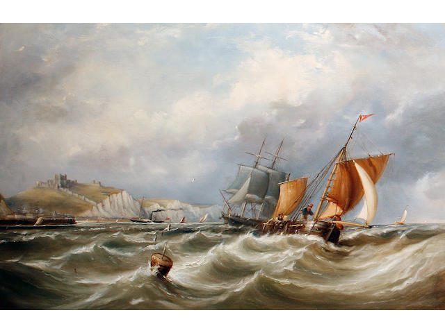 Ebenezer Colls (British, 1812-1887) Shipping off a coast