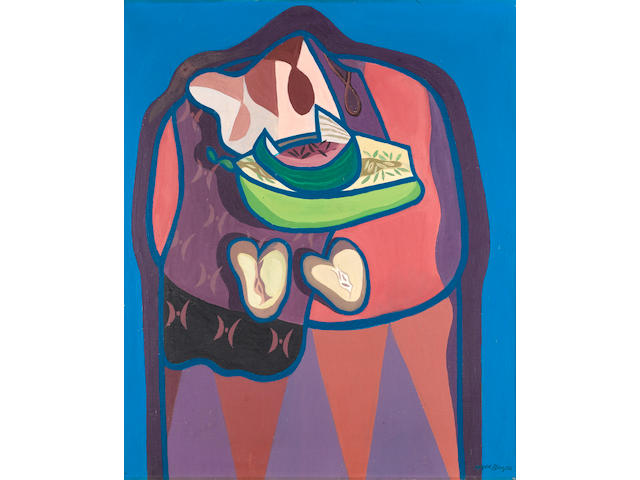 Robert MacBryde (British, 1913-1966) Blue and Mauve Still Life 61 x 50.8 cm. (24 x 20 in.)