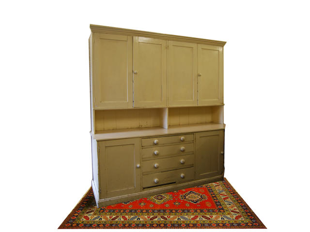 A cream-painted pine high dresser, circa 1900