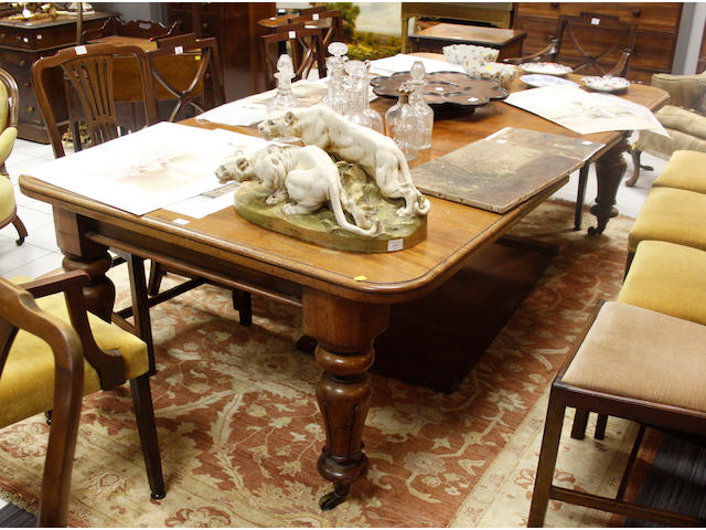 A Victorian mahogany extending dining table,