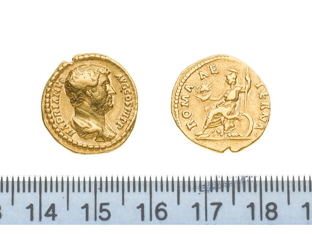 Hadrian, AD 117-138, Gold aureus of Hadrian minted in Rome AD 137, 7.2g, HADRIANUSAUGCOSIIIPP, bare head right,