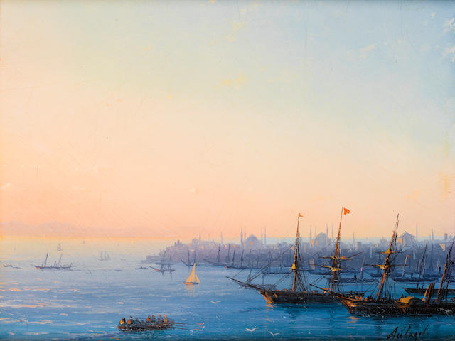 Ivan Konstantinovich Aivazovsky (Russian, 1817-1900) Sunset over the Golden Horn (Constantinople) from Pera